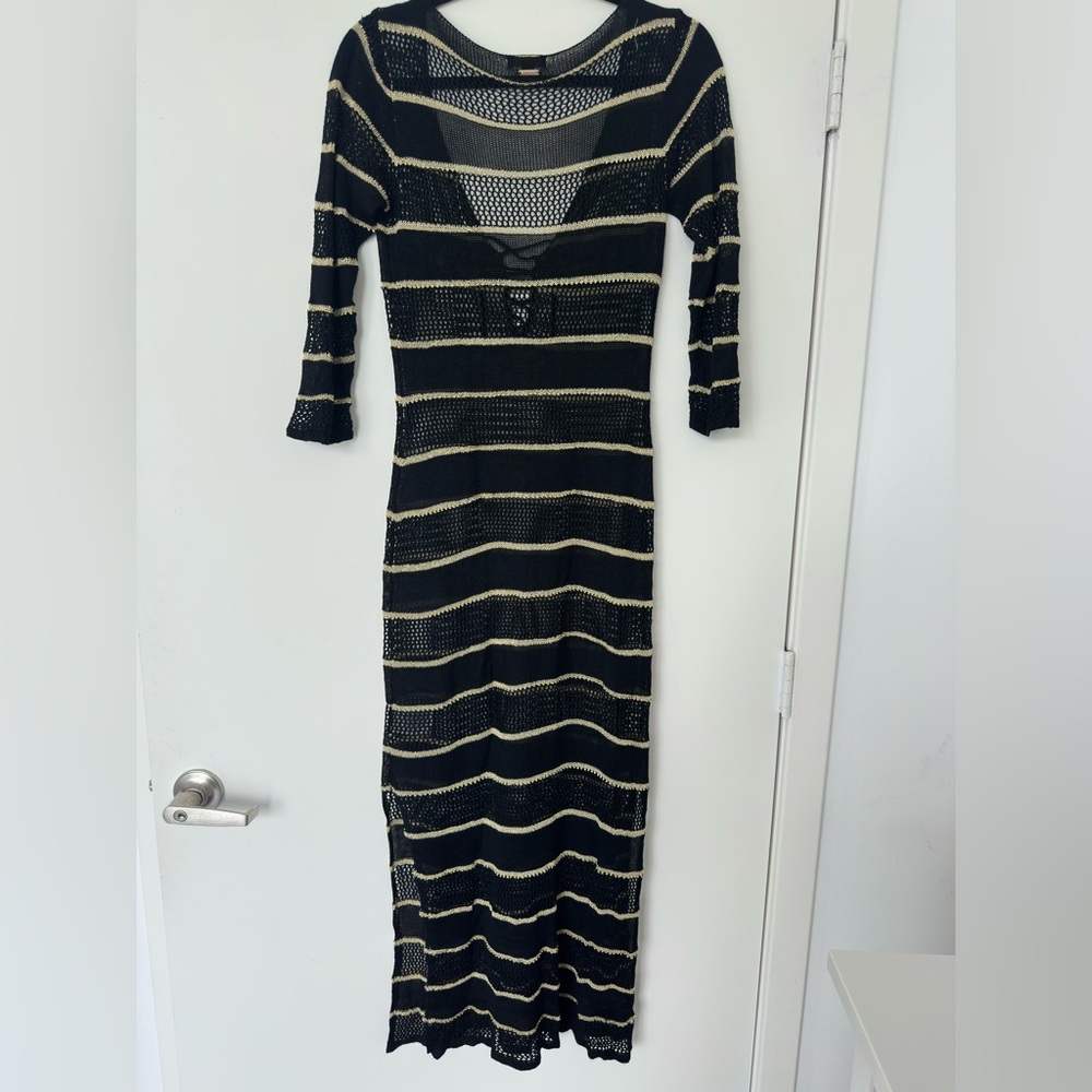 Dolcessa Carmen Metallic Crochet Coverup One Size